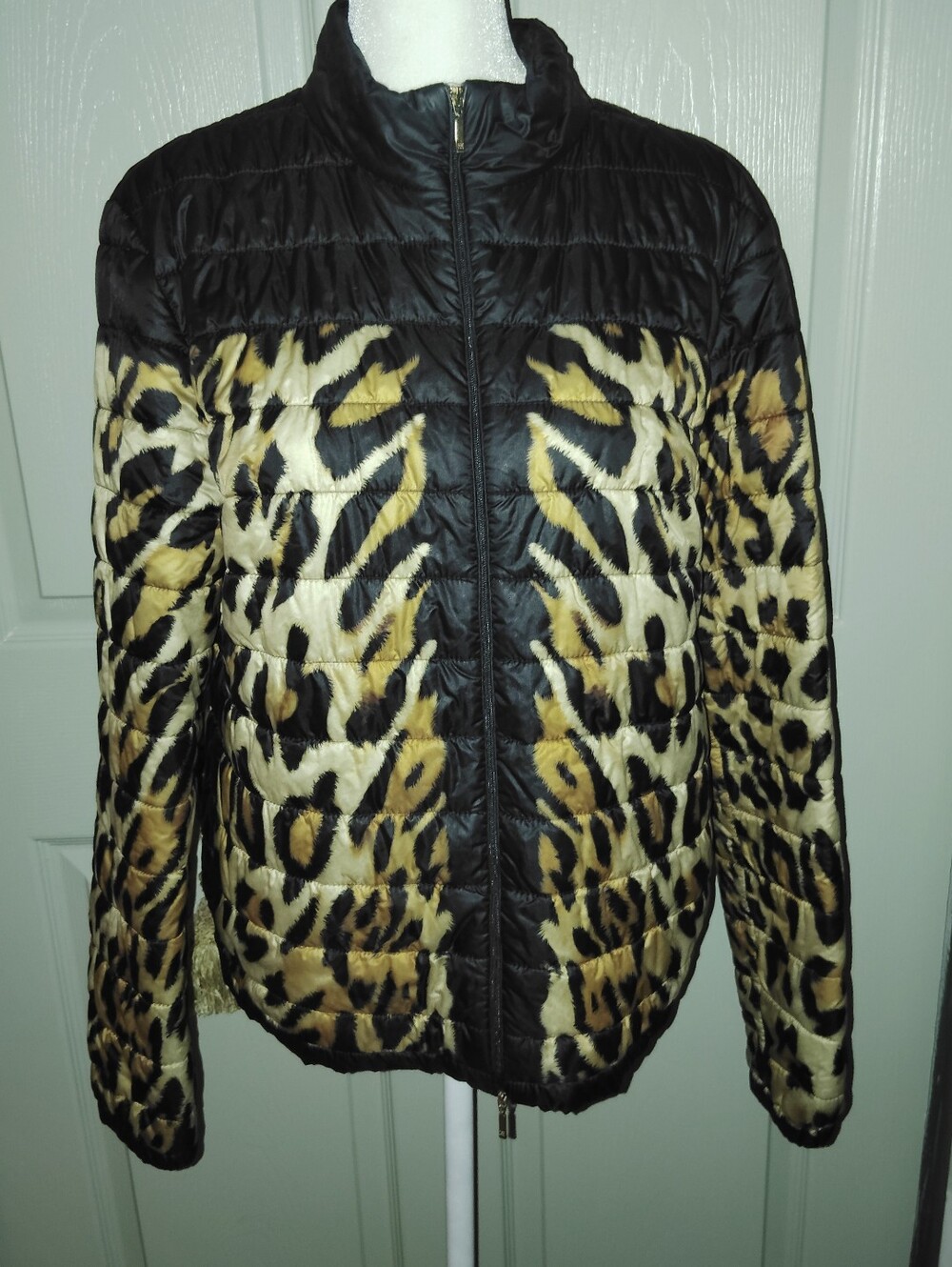 Vintage 90's Escada Lightweight Puffer Leopard Jacket Sz 36 Small
